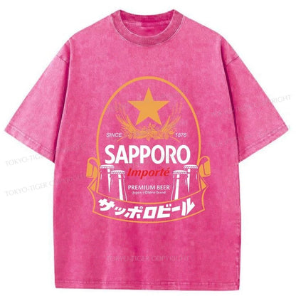 Tokyo-Tiger Sapporo Beer Japanese Memorabilia Washed T-Shirt