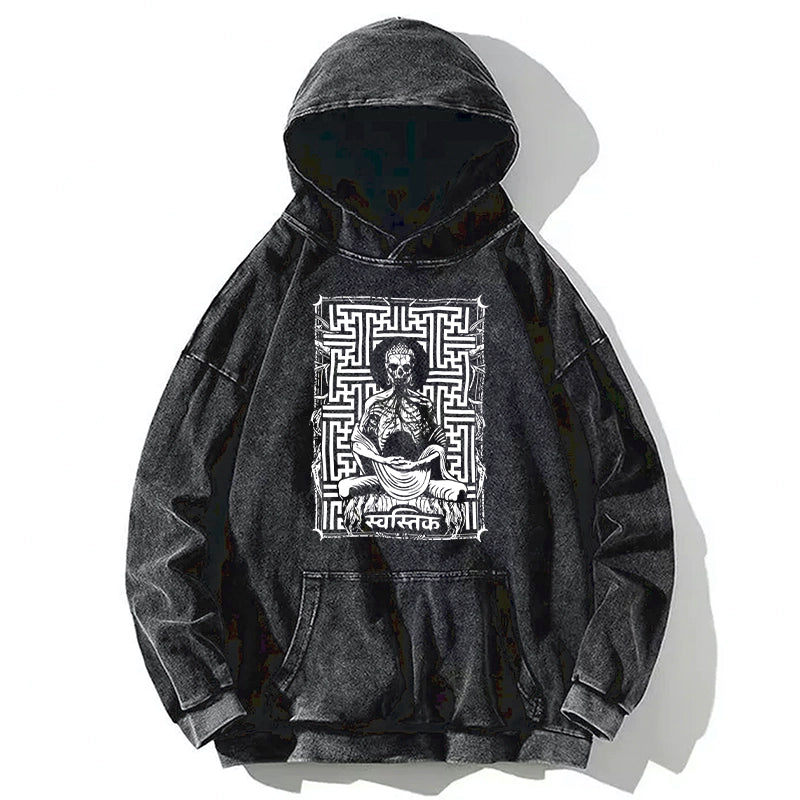 Tokyo-Tiger Sayagata Buddha Graphic Washed Hoodie