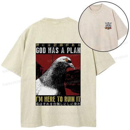 Tokyo-Tiger Pigeons That Want To Break The Plan Front Back Washed T-Shirt