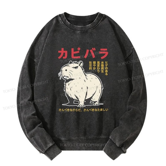 Tokyo-Tiger Angry Capybara Japan Washed Sweatshirt