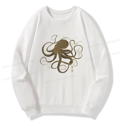 Tokyo-Tiger Octopus Japanese Gold Print Tattoo Sweatshirt