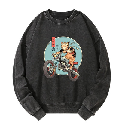 Tokyo-Tiger Catana Motorcycle Washed Sweatshirt