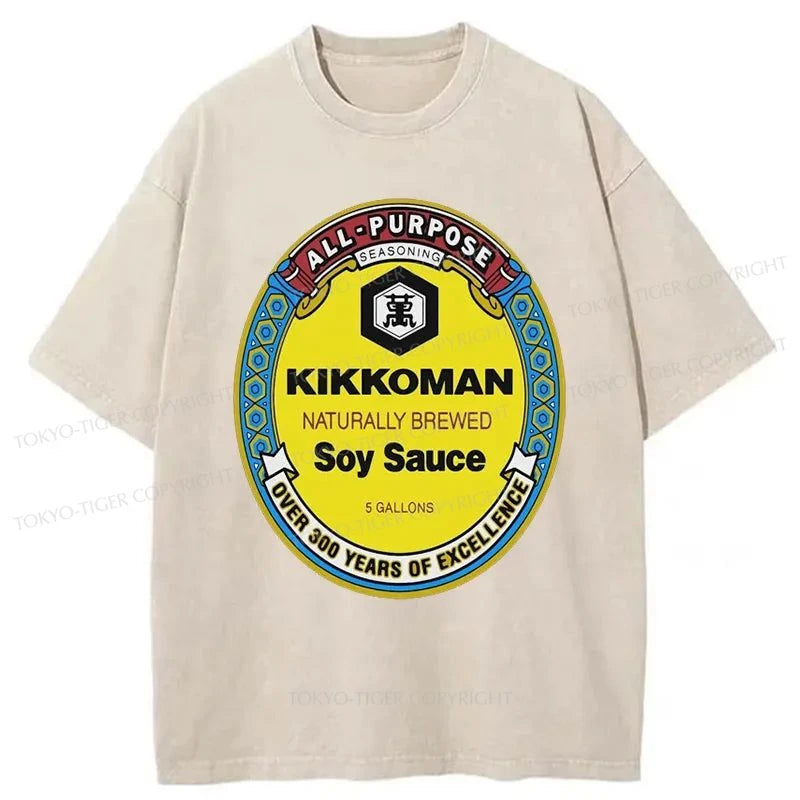 Tokyo-Tiger Kikkoman Soy Sauce Logo Washed T-Shirt