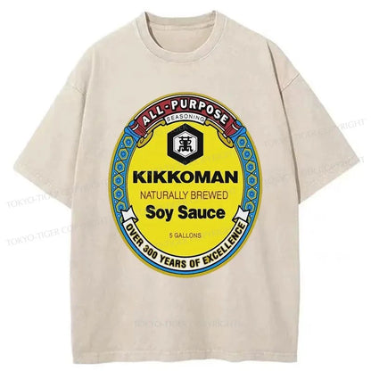 Tokyo-Tiger Kikkoman Soy Sauce Logo Washed T-Shirt