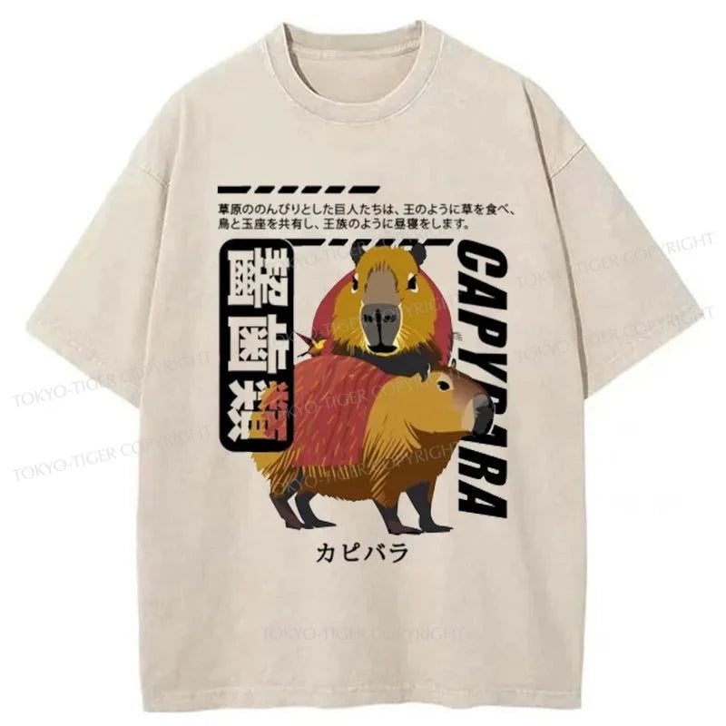 Tokyo-Tiger Japanese Capybara Washed T-Shirt