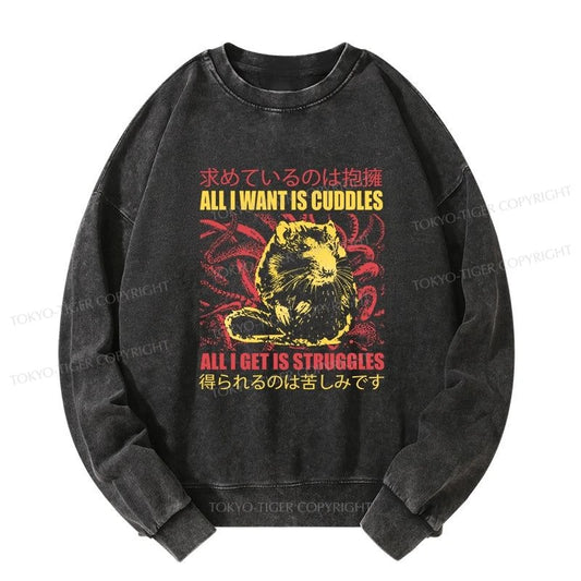 Tokyo-Tiger All I Want Is Cuddles Washed Sweatshirt