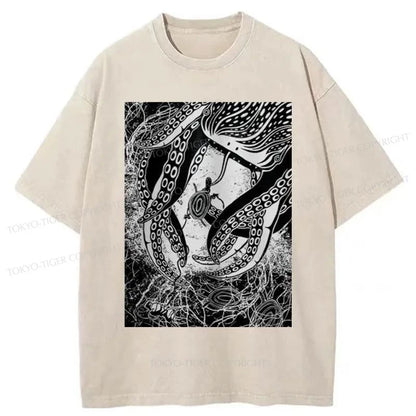 Tokyo-Tiger Blackwork Creatures Washed T-Shirt