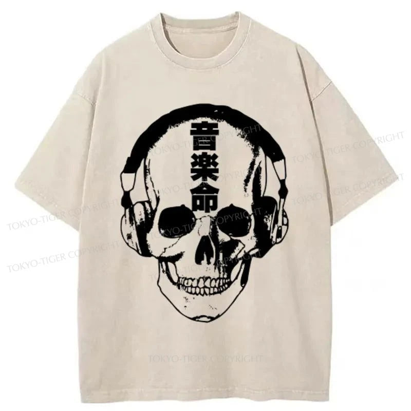 Tokyo-Tiger Music Is Life Japanese Washed T-Shirt