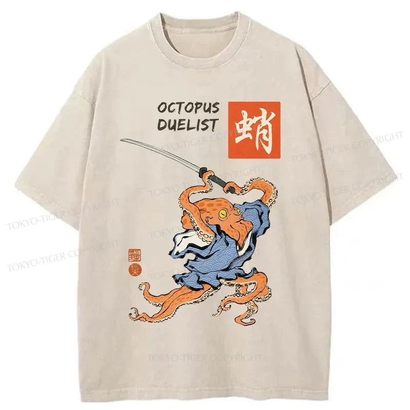 Tokyo-Tiger Octopus Warrior Washed T-Shirt