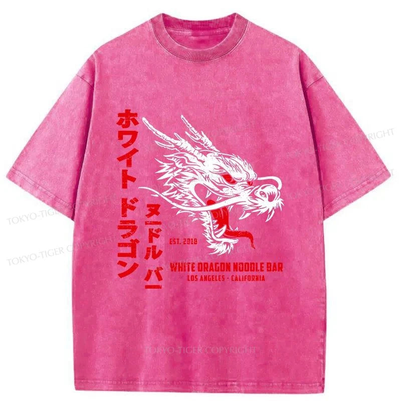 Tokyo-Tiger White Dragon Noodle Japanese Washed T-Shirt