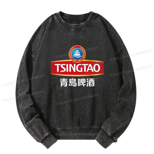 Tokyo-Tiger Qingdao Beer Logo Washed Sweatshirt