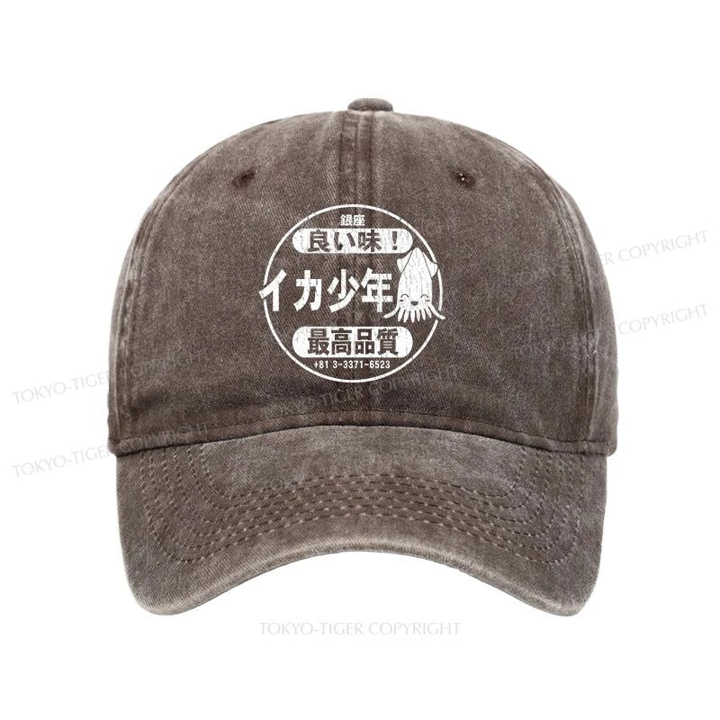 Tokyo-Tiger Ika Squid Boy Restaurant Washed Cap