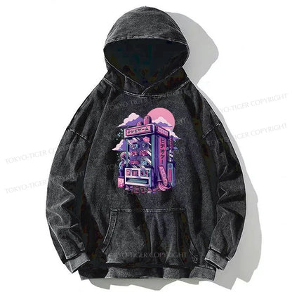 Tokyo-Tiger Japanese Vending Machines Washed Hoodie