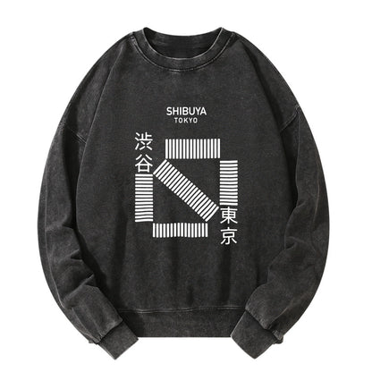 Tokyo-Tiger Japanese Shibuya Crossing Washed Sweatshirt