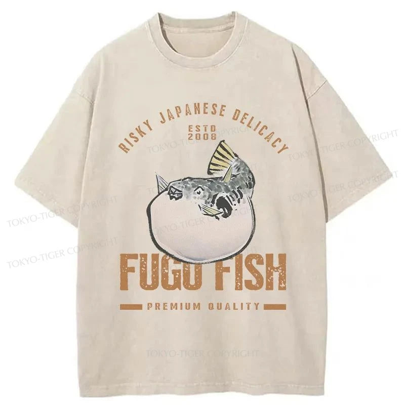 Tokyo-Tiger Fugu Fish Japanese Washed T-Shirt