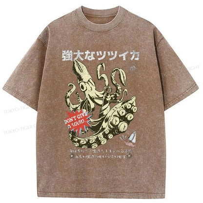 Tokyo-Tiger Squid Graphic Monster Japanese Washed T-Shirt