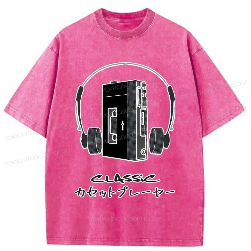 Tokyo-Tiger Cassette Player Sony Walkman Washed T-Shirt