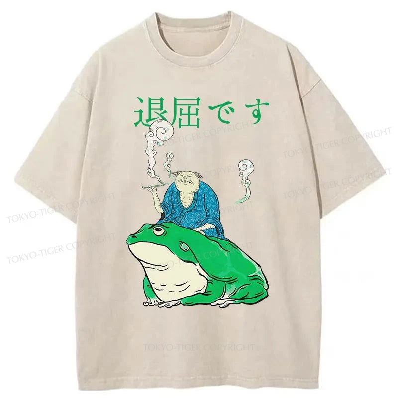 Tokyo-Tiger Boring People With Frogs Washed T-Shirt