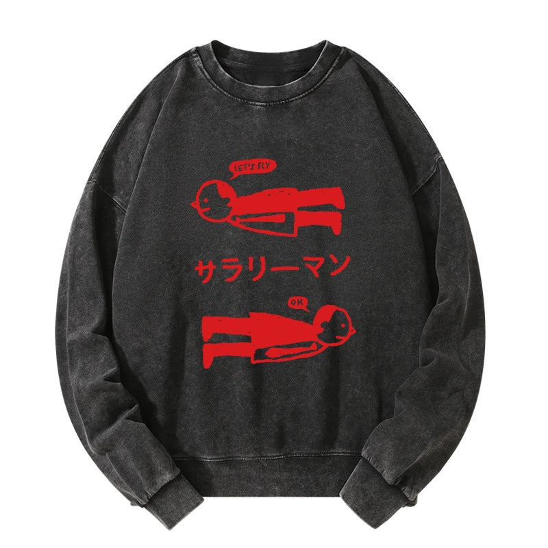 Tokyo-Tiger Let's Fly Office Worker Washed Sweatshirt