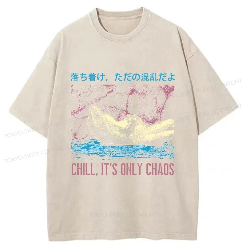 Tokyo-Tiger Stay Calm Frog Japanese Washed T-Shirt