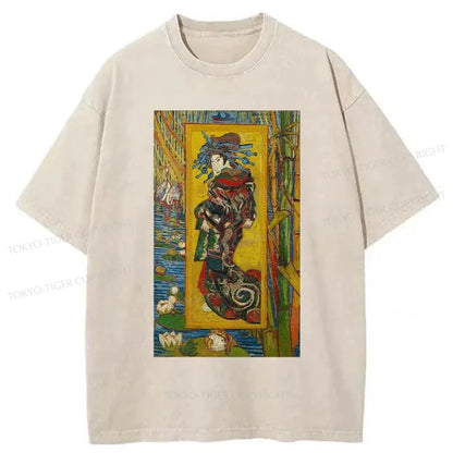 Tokyo-Tiger Vincent Van Gogh Painting Japan Washed T-Shirt