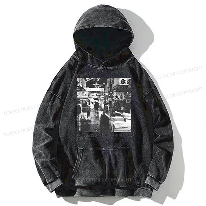 Tokyo-Tiger Tsukiji Fish Market Photo Washed Hoodie