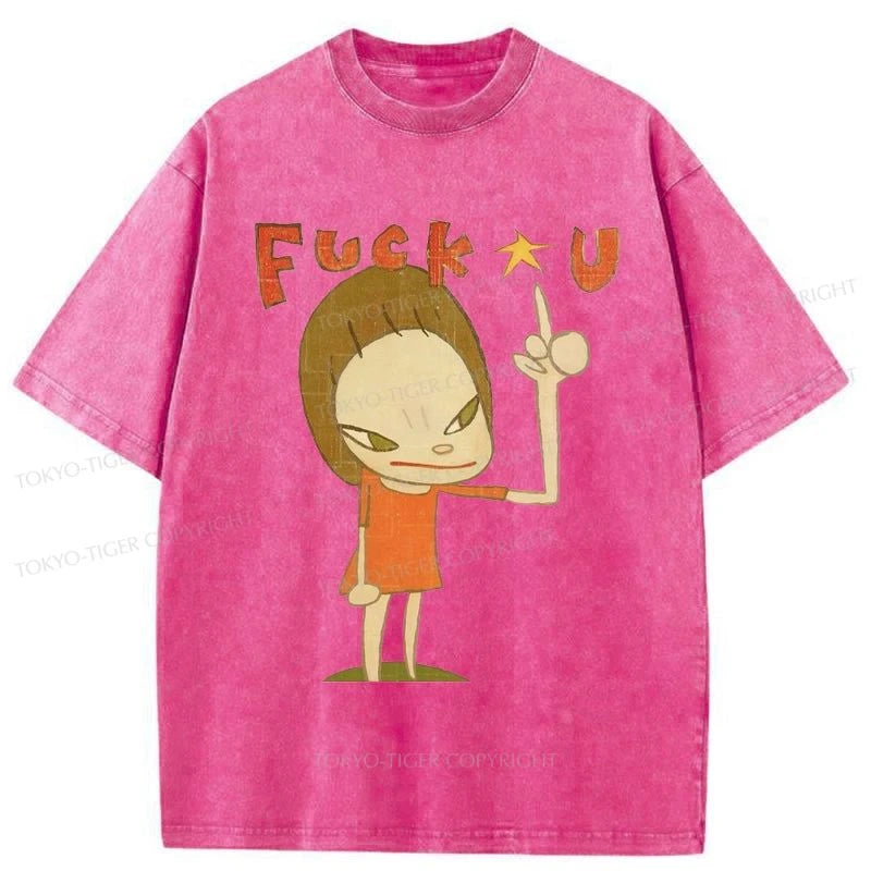 Tokyo-Tiger Fuk U Manga Girl Washed T-Shirt