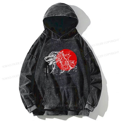 Tokyo-Tiger Monster Japanese Anime Washed Hoodie