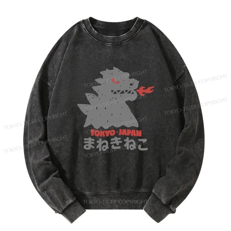 Tokyo-Tiger Japanese Fortune Cat Washed Sweatshirt