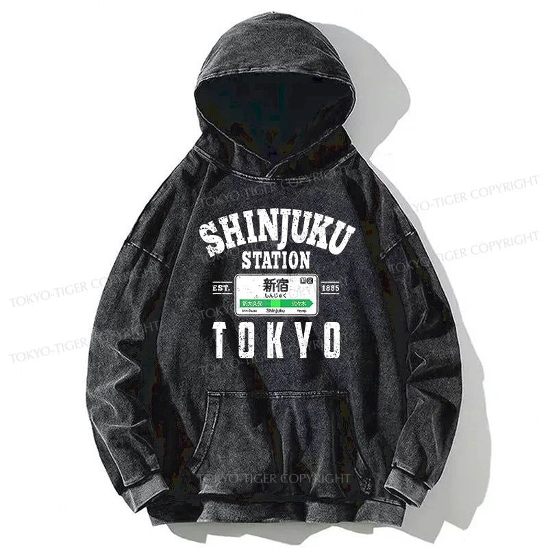 Tokyo-Tiger Shinjuku Station Yamanote Line Washed Hoodie