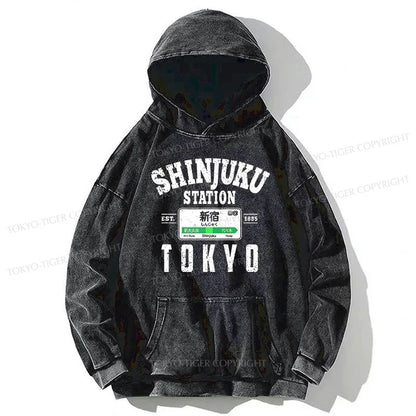 Tokyo-Tiger Shinjuku Station Yamanote Line Washed Hoodie