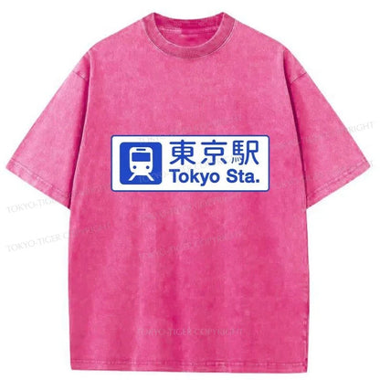 Tokyo-Tiger Tokyo Stations Sign Washed T-Shirt