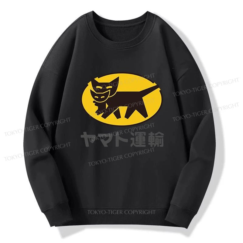 Tokyo-Tiger Black Cat Transport Pattern Japanese Sweatshirt