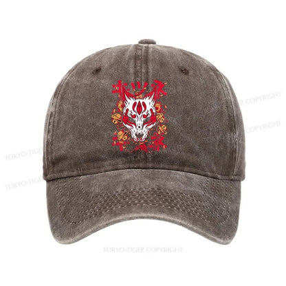 Tokyo-Tiger Japanese Kitsune Mask Washed Cap