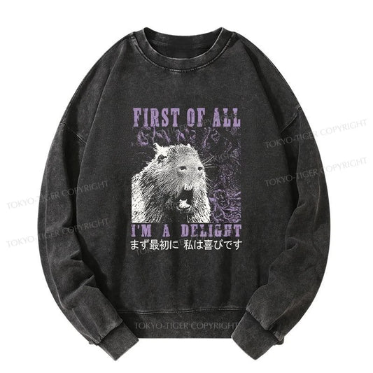 Tokyo-Tiger First Of All I'm A Delight Washed Sweatshirt