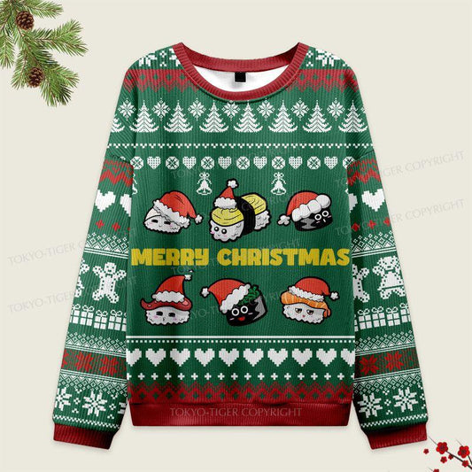 Tokyo-Tiger Cute Sushi Cat Christmas Ugly Sweater