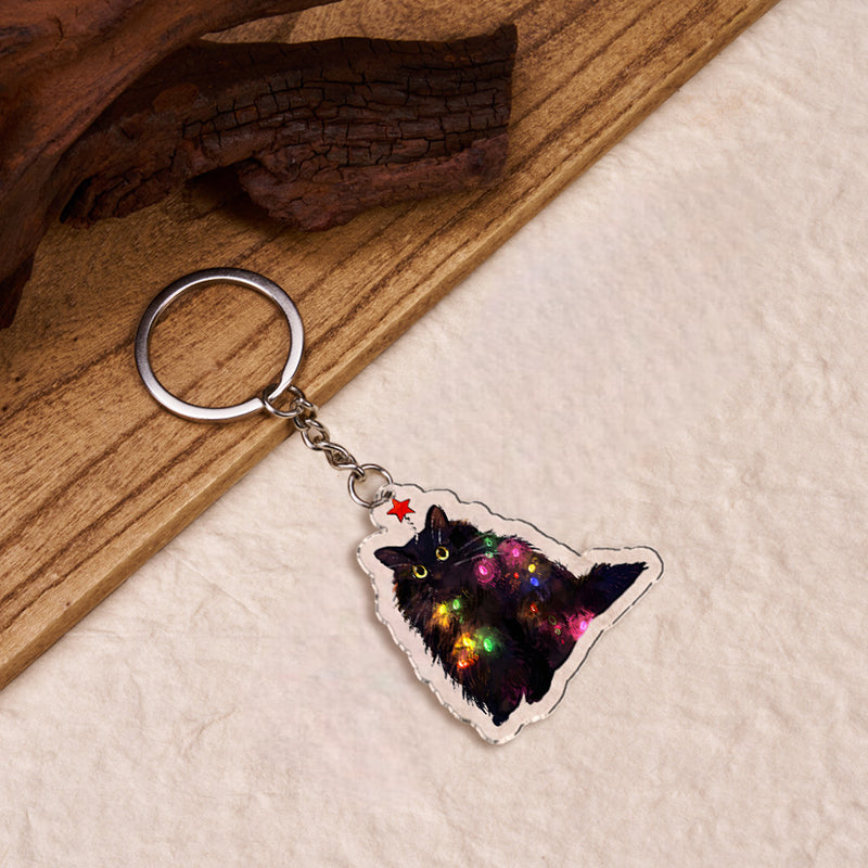 Tokyo-Tiger Christmas Lights Cat Keychain