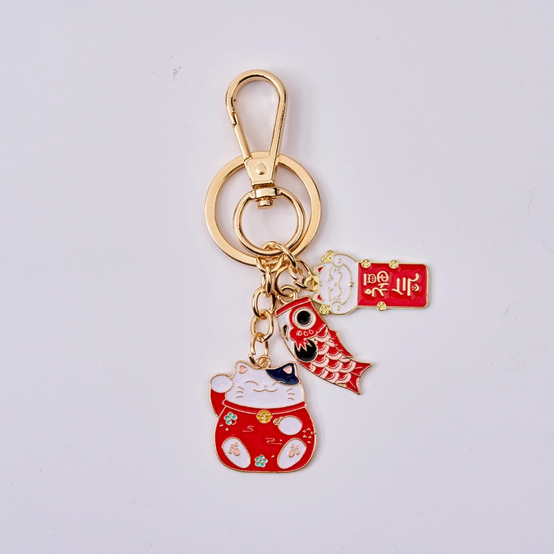 Tokyo-Tiger Red Blessings Lucky Cat Keychain