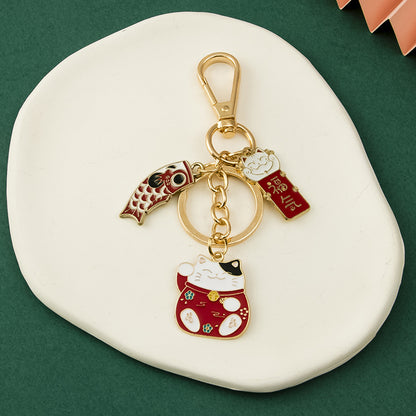 Tokyo-Tiger Red Blessings Lucky Cat Keychain