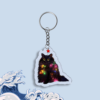 Tokyo-Tiger Christmas Lights Cat Keychain