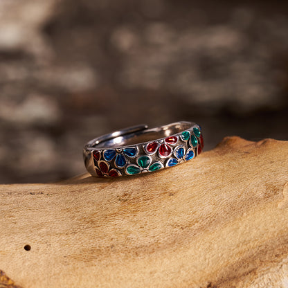 Tokyo-Tiger Enamel Plum Blossom Ring