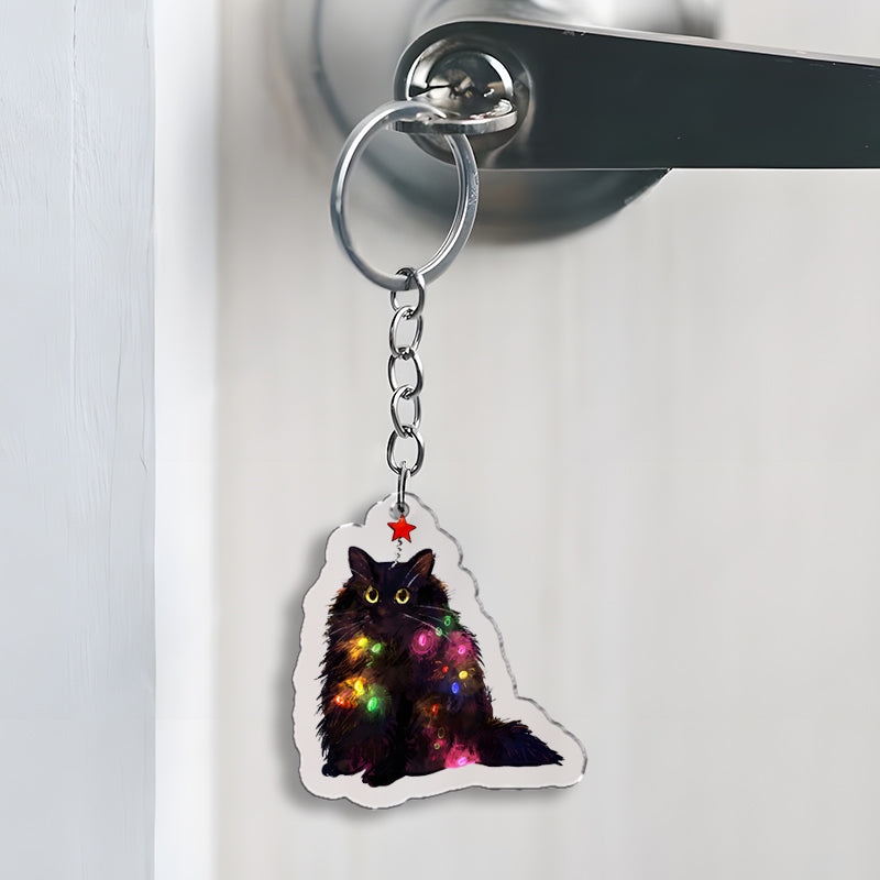 Tokyo-Tiger Christmas Lights Cat Keychain