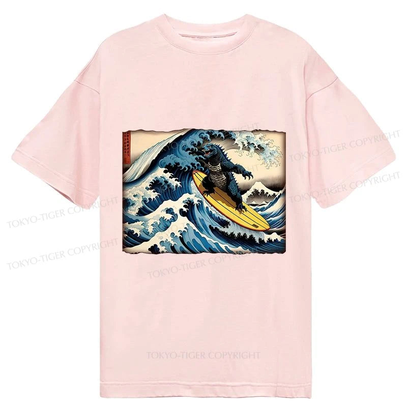 Tokyo-Tiger Dinosaur Surfing Japanese Classic T-Shirt