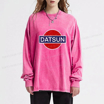 Tokyo-Tiger Datsun Vintage Car Washed Long Sleeve T-Shirt