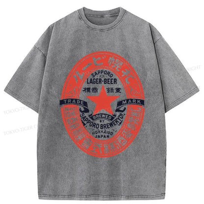 Tokyo-Tiger Vintage Sapporo Lager Beer Washed T-Shirt