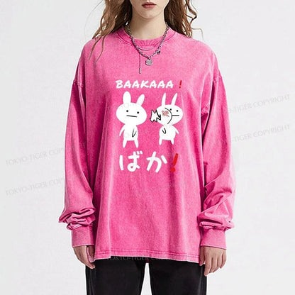 Tokyo-Tiger Anime Baka Manga Slap Washed Long Sleeve T-Shirt