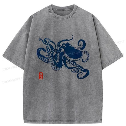 Tokyo-Tiger Japanese Octopus Washed T-Shirt