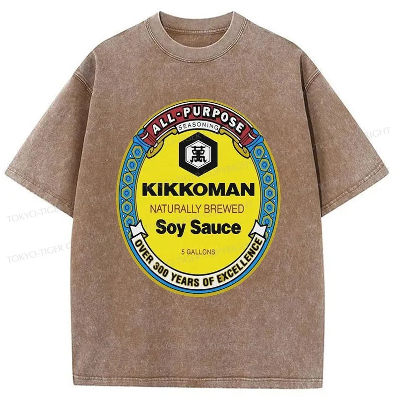 Tokyo-Tiger Kikkoman Soy Sauce Logo Washed T-Shirt