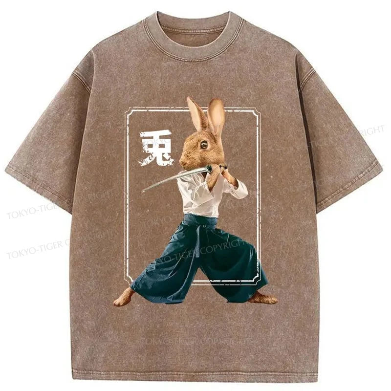 Tokyo-Tiger Japanese Rabbit Ninja Washed T-Shirt