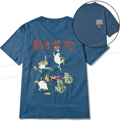 Tokyo-Tiger Japanese Frog Osake Kanji Front Back Classic T-Shirt